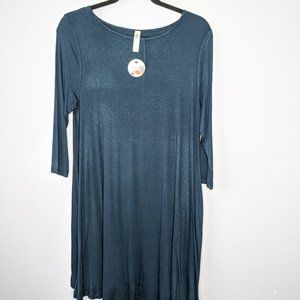 Solid Navy Blue Mini Dress, Size Large
